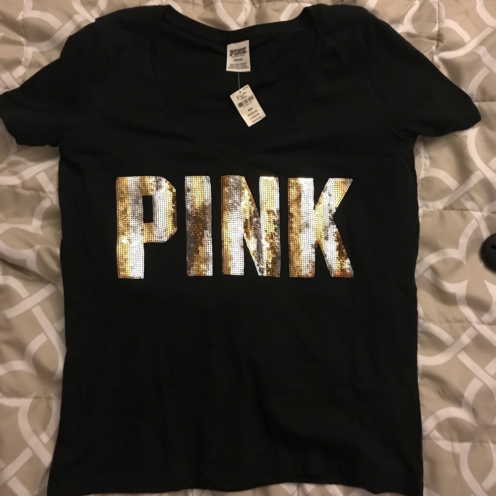 pink black v neck